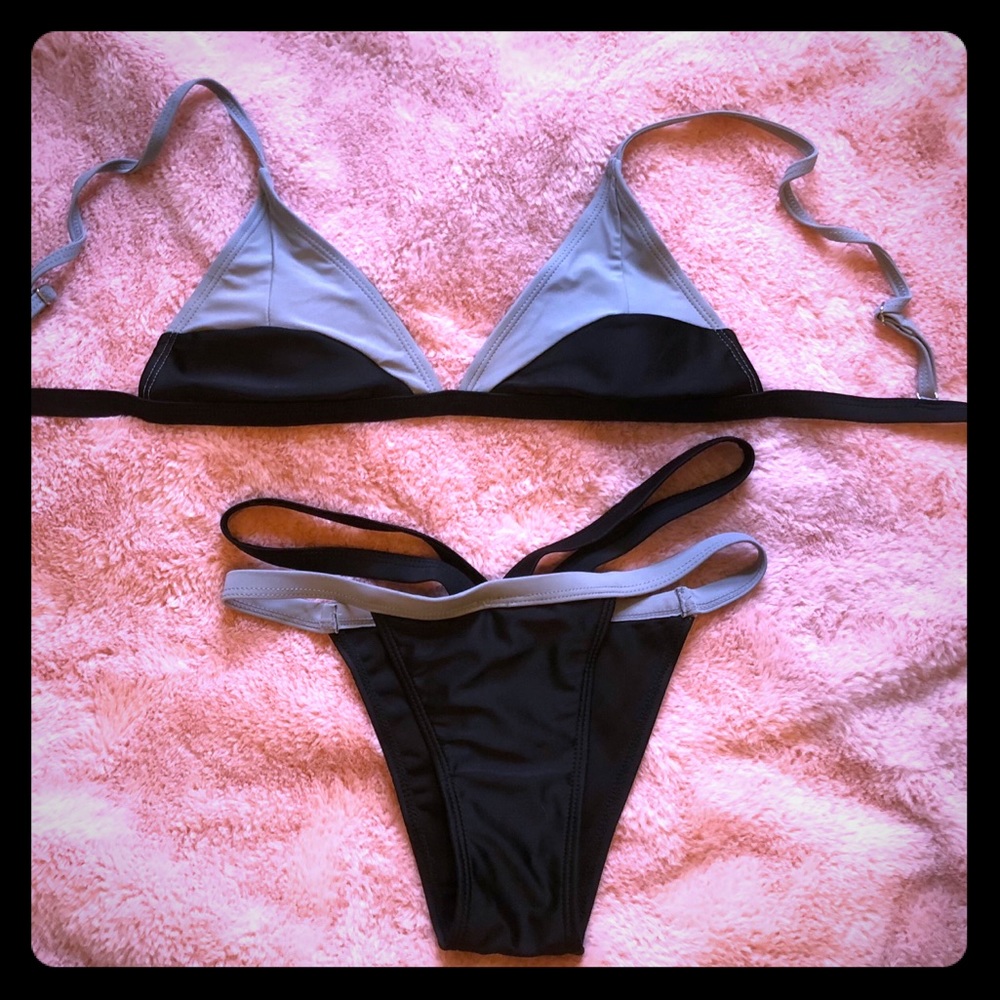 Black and Grey Cheeky Bikini Never Worn